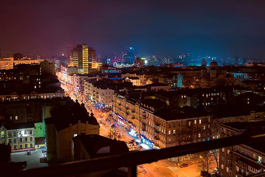 kyiv cityscape at night