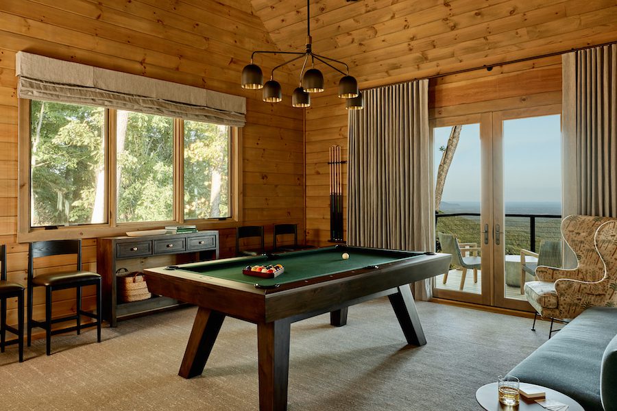 hawk eye residence Primland, Auberge Resorts Collection virginia game cottage pool billiards table