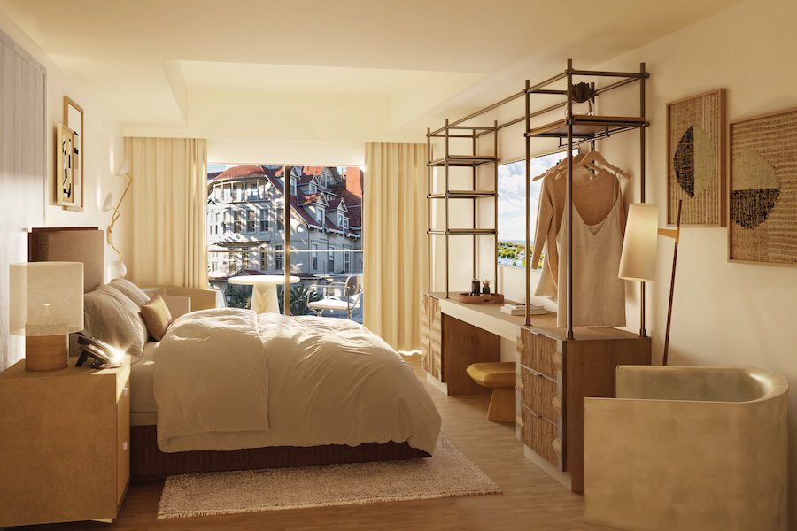 the bower coronado california japanese tea garden bedroom neutral palette natural materials