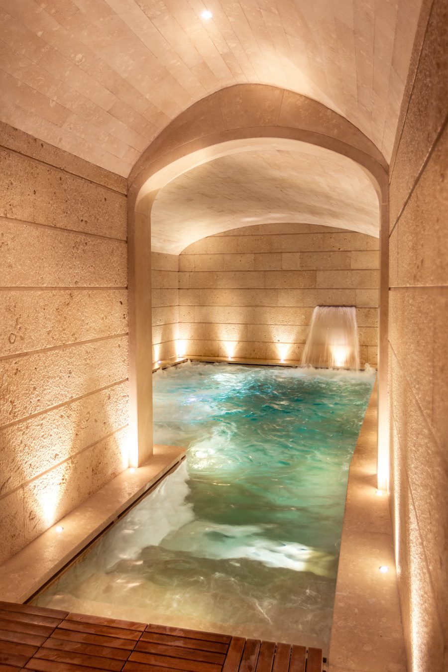 Palazzo Gattini Interior restored mansion residence vaulted ceiling spa subterranean pool