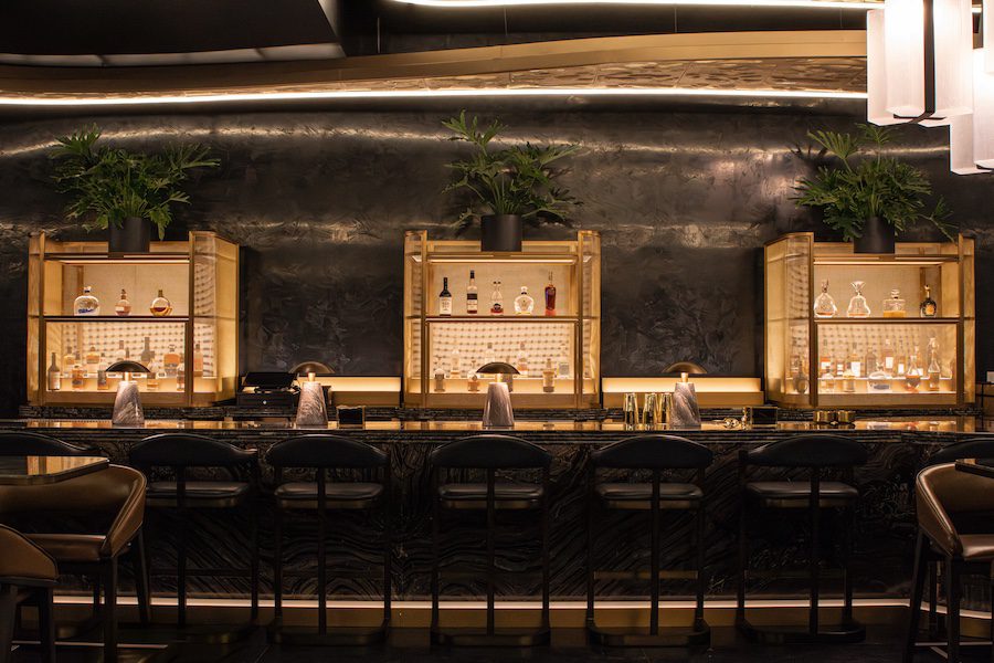 Waldorf Astoria Las Vegas Hard Shake lounge bar old world art deco backlit indoor plants