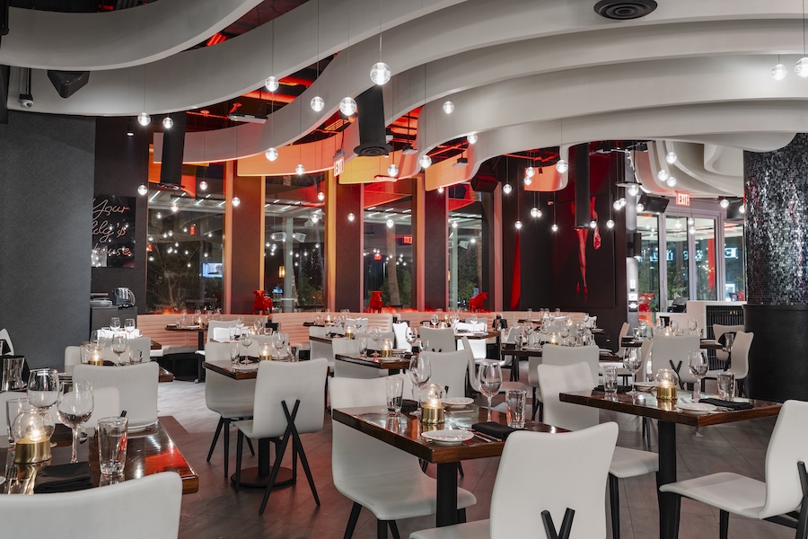 stk steakhouse aventura wavy ceiling installation