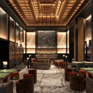 nobu egypt lounge restaurant green marble tables underlit walls