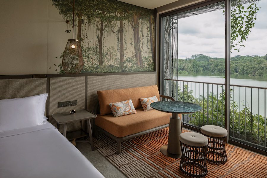 Mandai Rainforest Resort By Banyan Tree singapore biophilic design king bed room river view