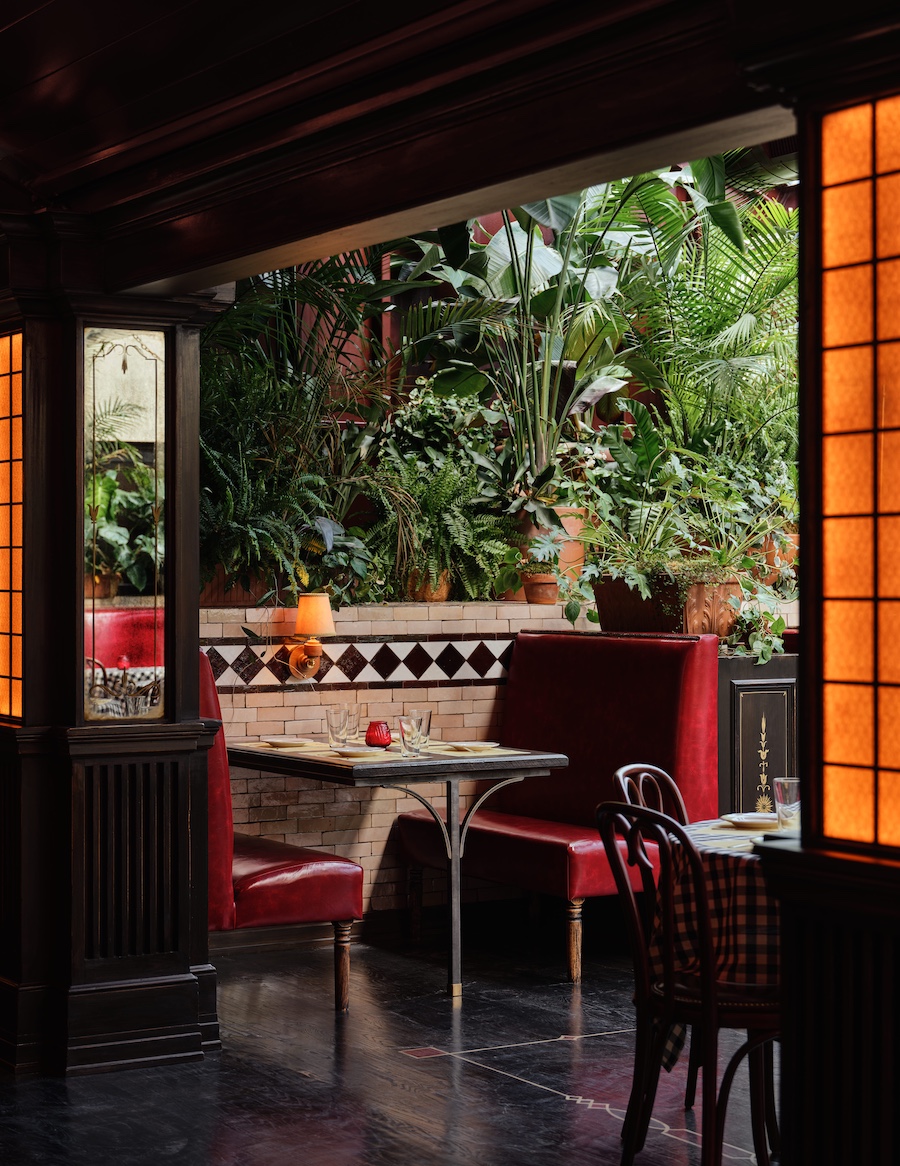 El Royale Birmingham alabama tex mex restaurant garden plants red banquette