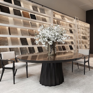 Ben Soleimani new york flagship rug sample wall display