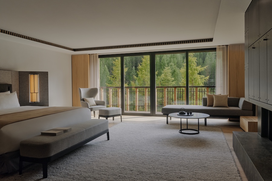 Aman Rosa Alpina, Italy - Accommodation, Room balcony 