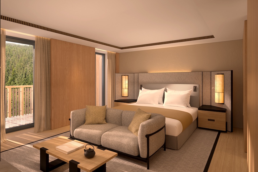 Aman Rosa Alpina, Italy dolomites Render premier suite bedroom