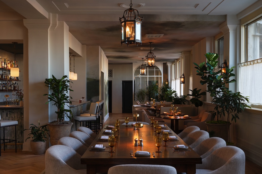 the bellevue hotel philadelphia Unbound Collection by Hyatt renovation pergola restaurant indoor plants