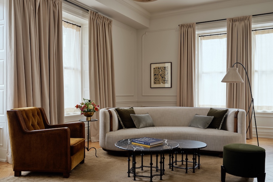 the bellevue hotel philadelphia Unbound Collection by Hyatt renovation one bedroom suite living area