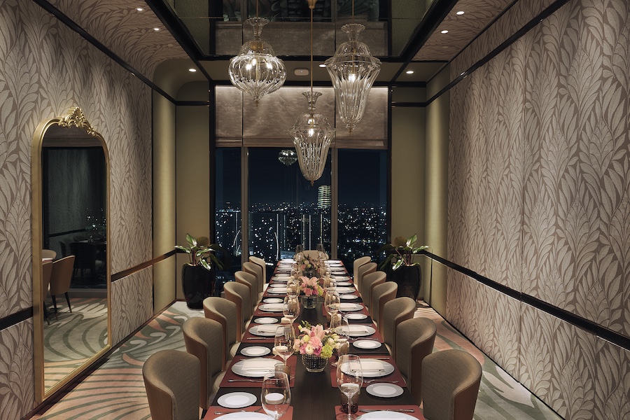 Solaire North manila philippines luxury five star resort finestra restaurant floral wallpaper dining table private