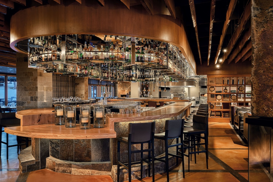 The Ritz-Carlton, Lake Tahoe Manzanita Bar u-shaped bar liquor black stools