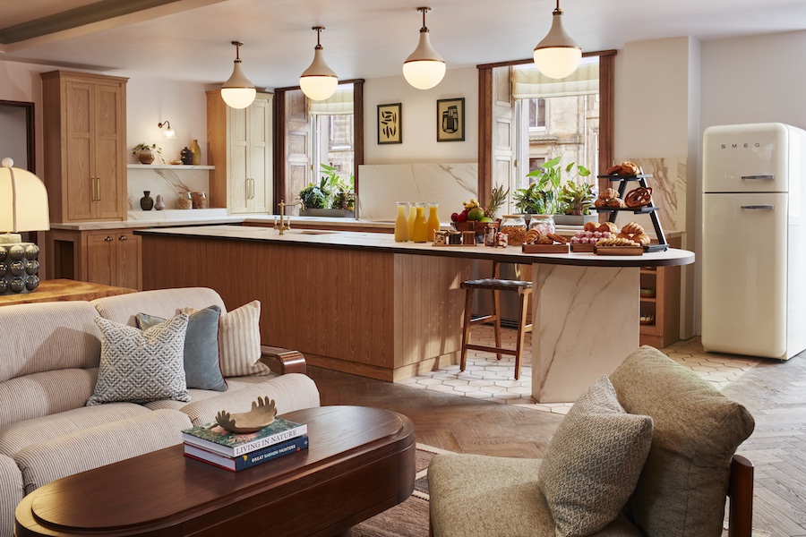 The Hoxton Edinburgh The Apartment - Pantry event space retro refrigerator living room open kitchen