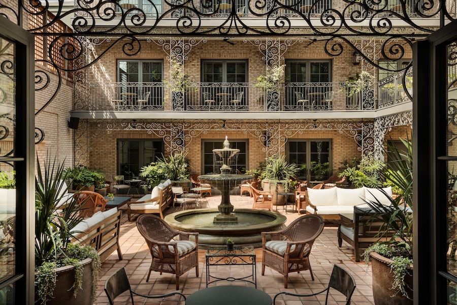 the nickel hotel charleston south carolina king street southern townhouse design courtyard fountain balconies
