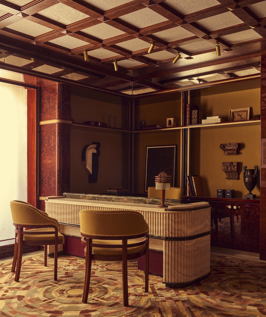 Orient Express La Minerva first hotel rome coffered ceiling reception desk
