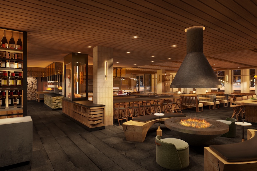 Appellation Healdsburg Folia Rendering sonoma county california indoor firepit chimney seating area