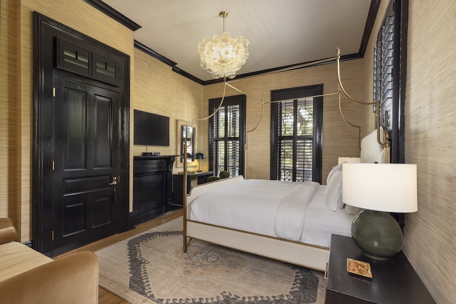 The Blackbird Hotel new orleans lower garden district french quarter old world mystique guestroom black door crown molding window frames