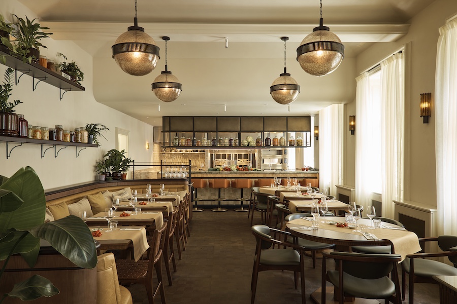 Sir Prague Seven north restaurant globe light pendants