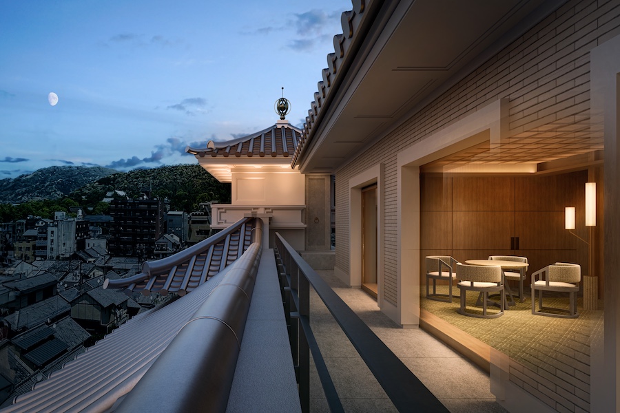 The Imperial Hotel, Kyoto Imperial Suite machiya traditional roof balcony