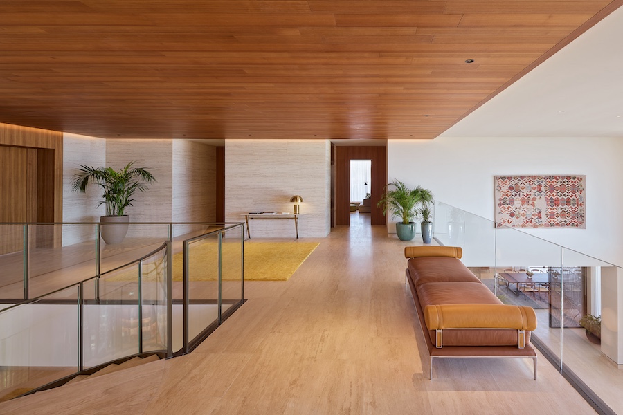 Bvlgari Resort and Mansions Bodrum entrance hall bench wood ceiling glass staircase indoor plants
