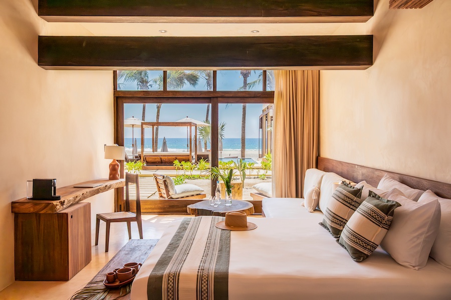 Casa Yati oaxaca mexico pacific coast thatched roofs exposed beams guestroom suite