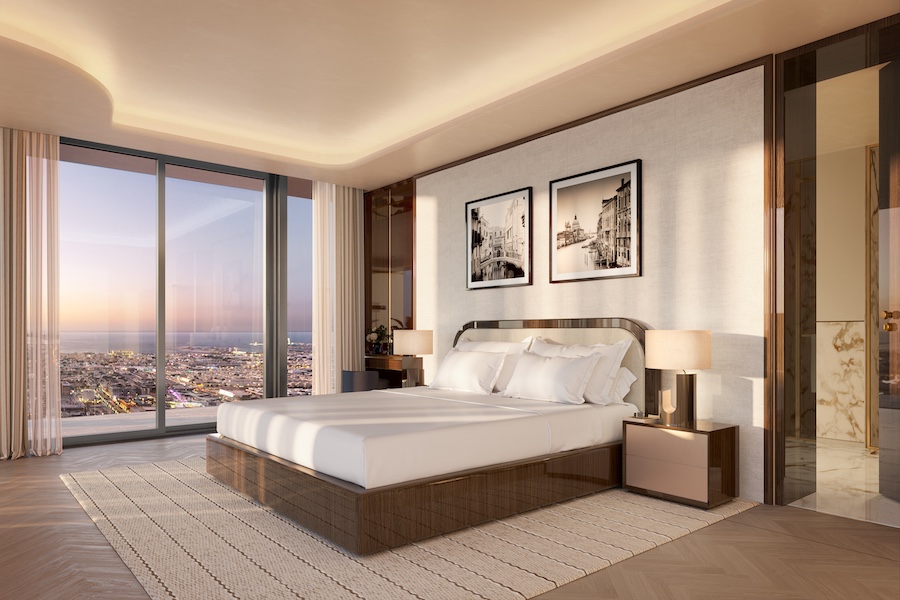 Mr. C Residences Downtown dubai cipriani italian elegance bedroom wood white