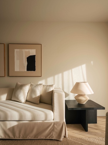 Octant Douro house collection Castelo de Paiva Portugal white couch lamp black end table