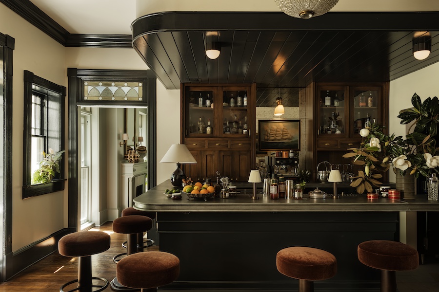the douglas savannah georgia restored townhouse 1853 bar velvet brown stools