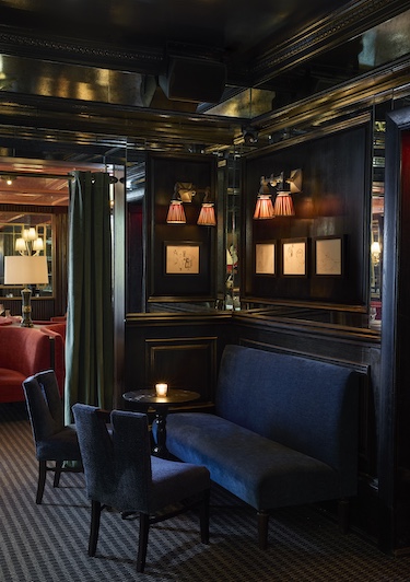 chez nous the marlton hotel greenwich village new york manhattan french deco brasserie dark moody bar dining area