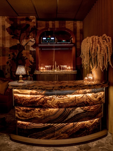 Sirrah new york meatpacking district french maximalism parlor reception host stand