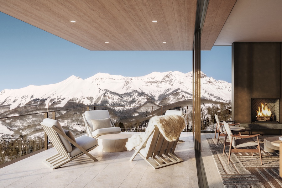 four seasons telluride colorade ski resort residences private homes mountains outdoor terrace fireplace