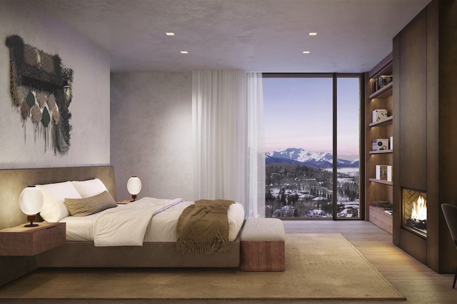 four seasons telluride colorade ski resort residences private homes mountains bedroom fireplace