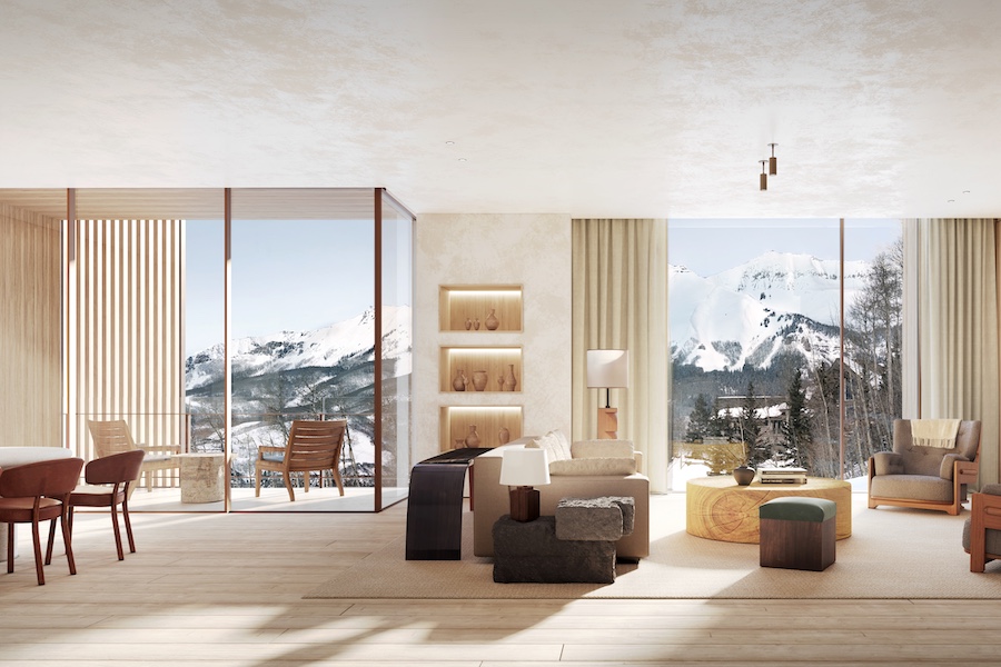 four seasons telluride colorade ski resort residences private homes mountains living room great room