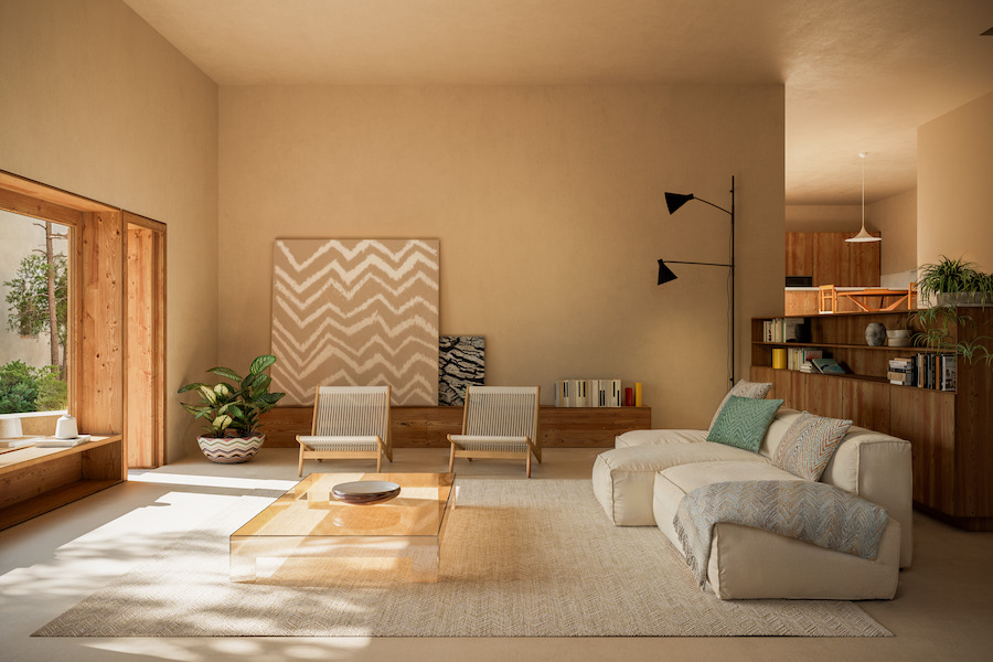 Aroeira Collections by Missoni portugal branded residences hotel living room zigzag wall art