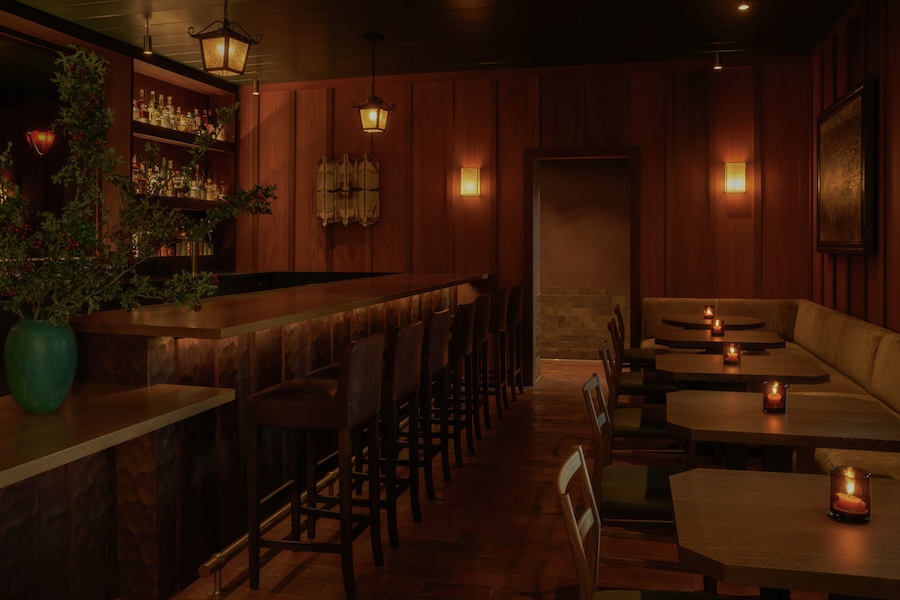 Little Mountain Santa barbara Montecito’s Upper Village restaurant seasonal california central coast dark wood bar mood lighting