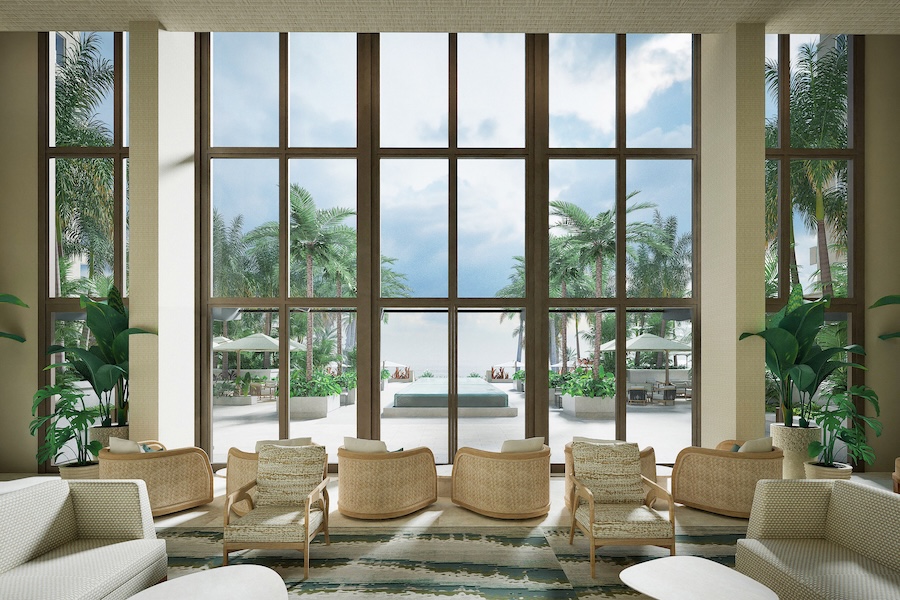 The Ritz-Carlton Key Biscayne miami renovation redesign seaside beachside resort reflection pool interior palm trees