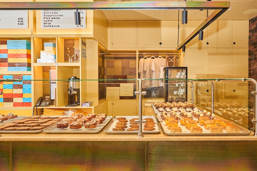 bub's bakery yellow sunshine bright allergen free baked goods display case merch tshirts menu