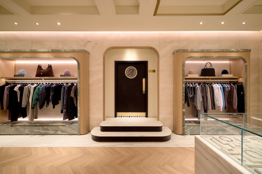 Ronnie's New York in London Regent street kith flagship entrance clothing racks store