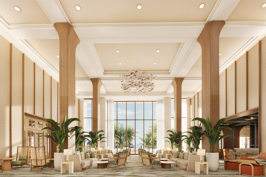 The Ritz-Carlton Key Biscayne miami renovation redesign seaside beachside resort lobby indoor plants
